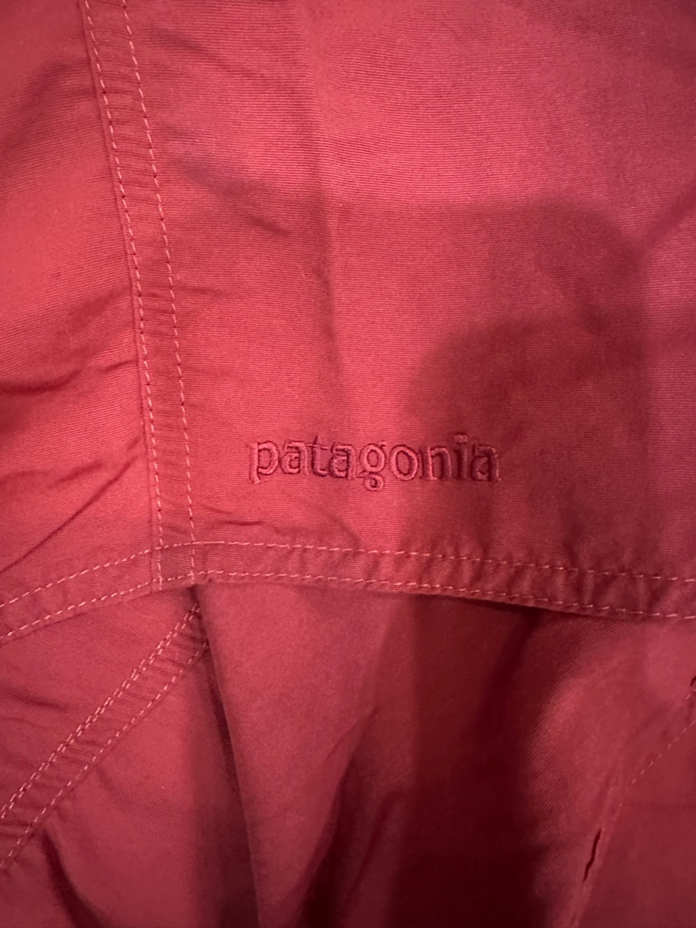 Vintage Patagonia Brick Red Nylon Board Shorts Swim Beach Button/Tie Waist - Picture 7 of 8